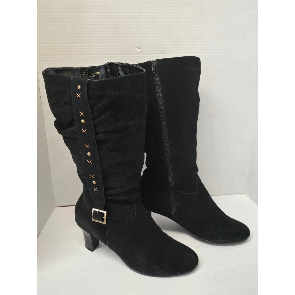 Cloudwalkers Governor Black Suede Leather Tall Slouch Boots 12W with box